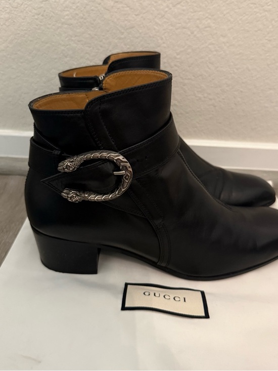 Gucci Shoes - Gucci Dionysus Black Leather Ankle Boots 39